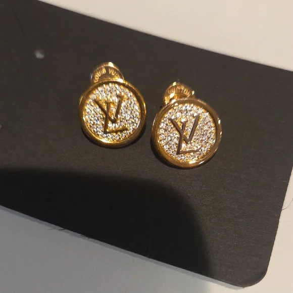 Gold Designer Stud Earrings - Picture 1 of 2